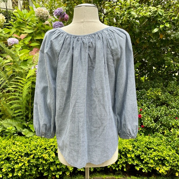 Velvet Embroidered Chambray Top Blue Sz S - Picture 3 of 9